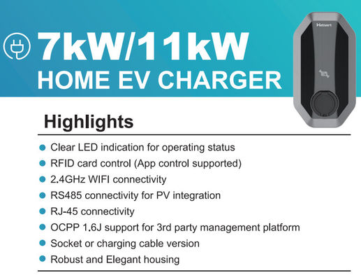 3phase Type 2 EV Charging Stack 11kw EVSE portabel untuk mobil listrik